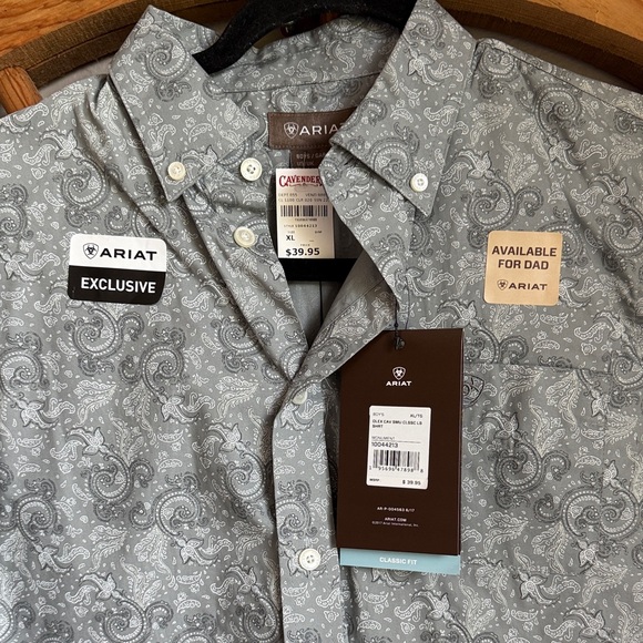 Ariat Light Gray Paisley Kids Button-Down Shirt - Picture 2 of 4